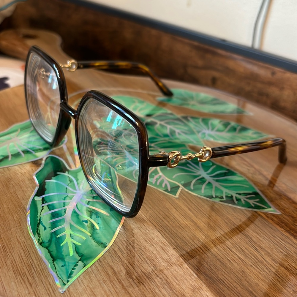Tortoise brown Gucci eye glasses GG0890O with rx lenses